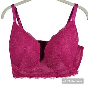 Sensual Inc. Magenta Pink Lace Bra Plus Size 42D *Missing One Underwire